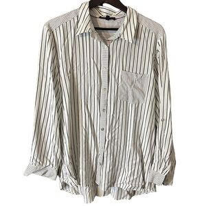 Jane + Delancey Striped Women’s Button-up Shirt Front & Back Sz 1X Plus